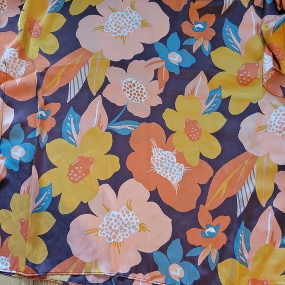 Anthropologie DR2 Woven Boho Top Shirt Peasant Blouse Short Sl M Floral - Picture 3 of 5